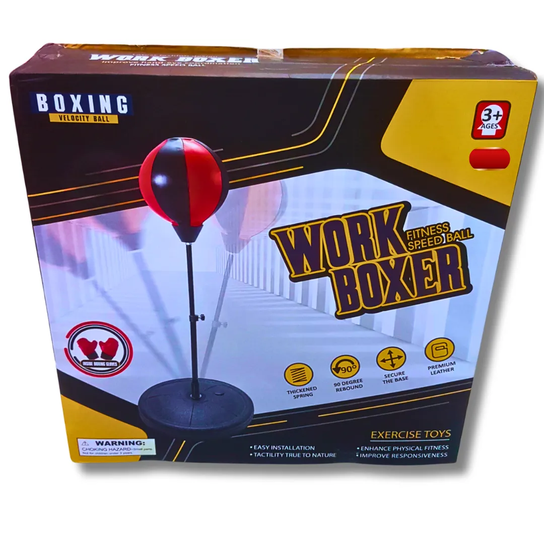 Adjustable Work Boxer Fitness Speed Ball Toy for Kids (Ages 3 ) – Boxing Training Set with Stand