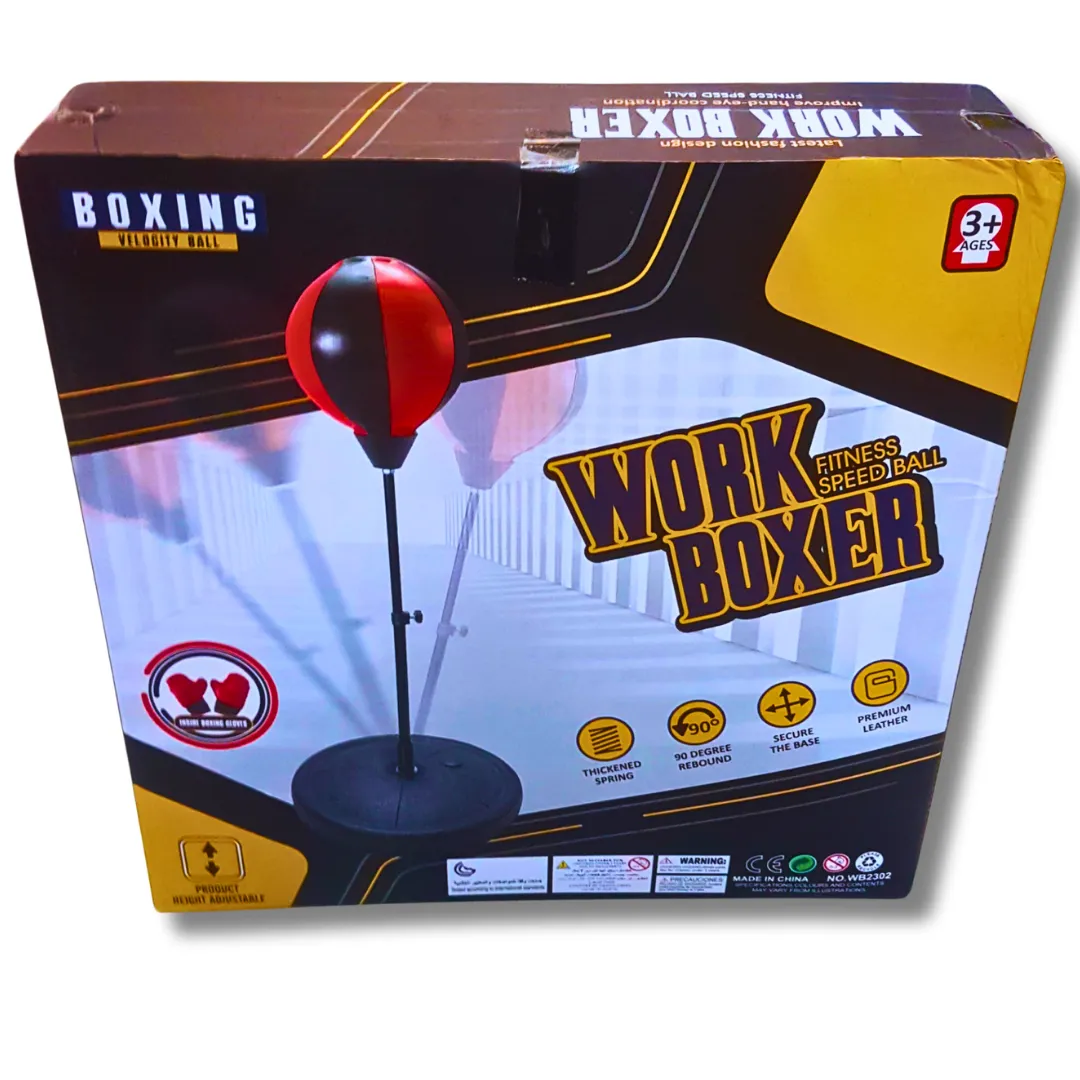 Adjustable Work Boxer Fitness Speed Ball Toy for Kids (Ages 3 ) – Boxing Training Set with Stand