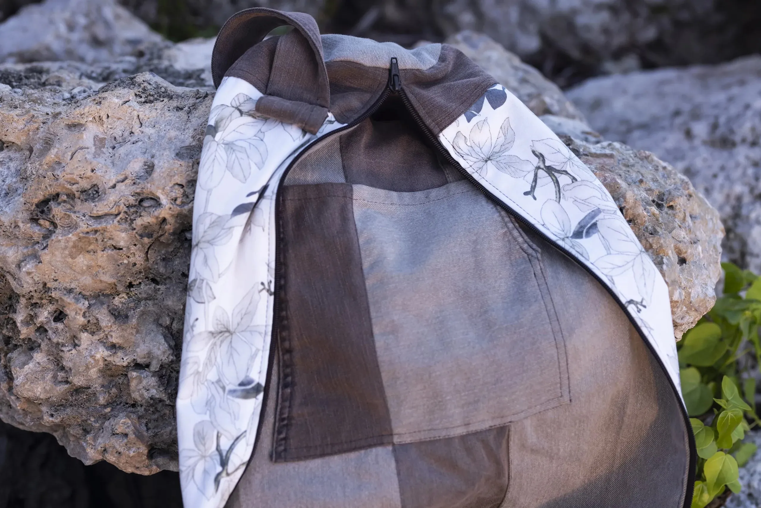 Brown Denim Upcycled Yoga Mat Bag
