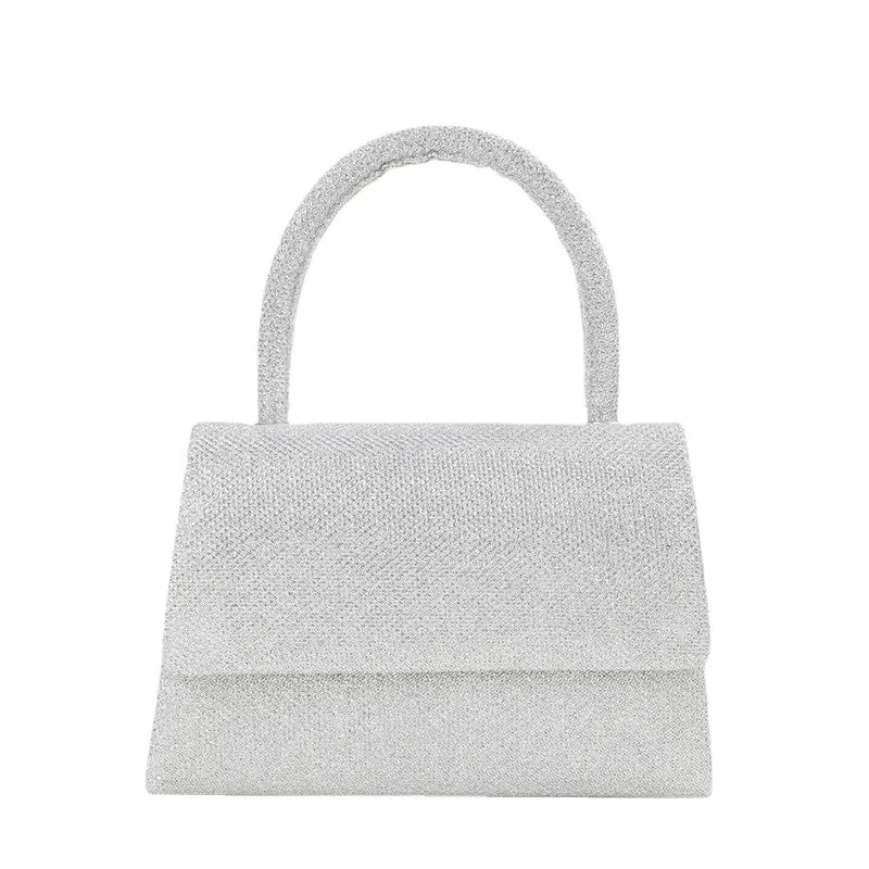 Champagne Silver Polyester Solid Color Square Evening Bags