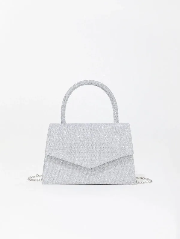 Champagne Silver Polyester Solid Color Square Evening Bags