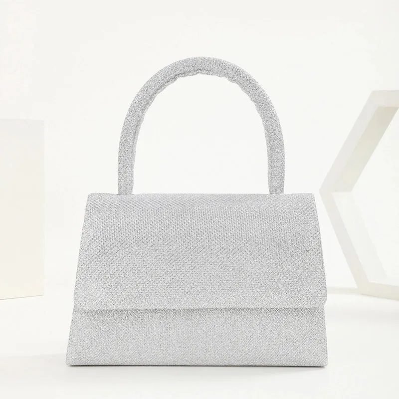 Champagne Silver Polyester Solid Color Square Evening Bags