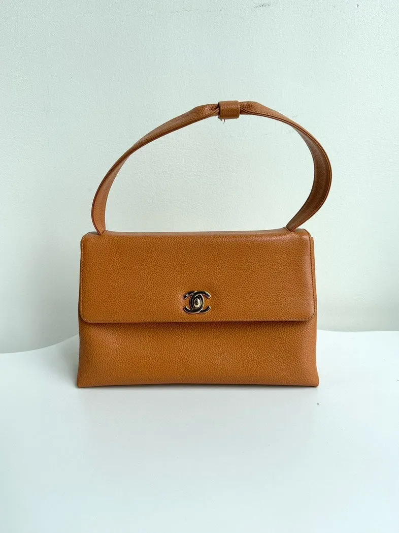 Chanel Tan Leather Flap Bag Medium