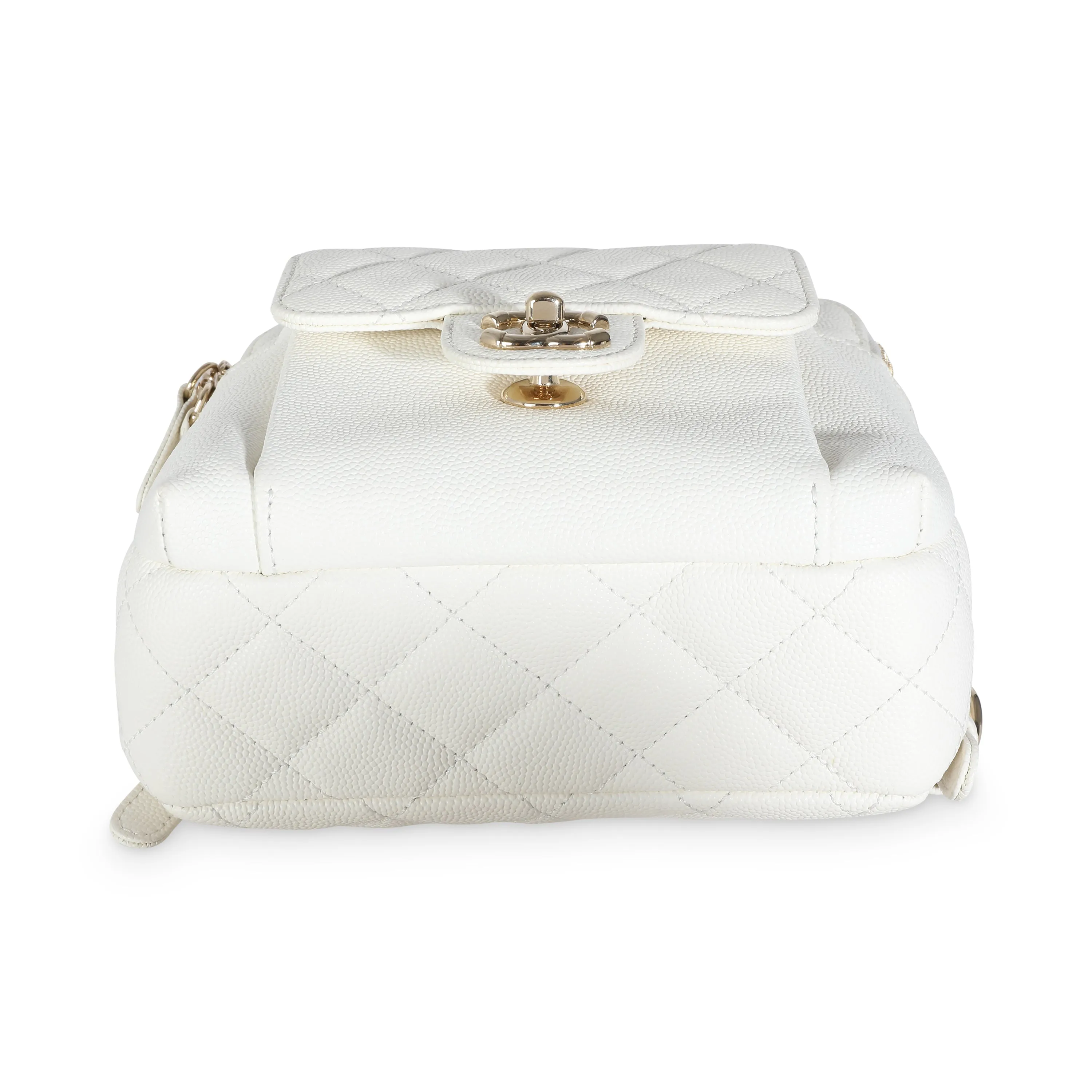CHANEL White Quilted Caviar Small CC Day Backpack