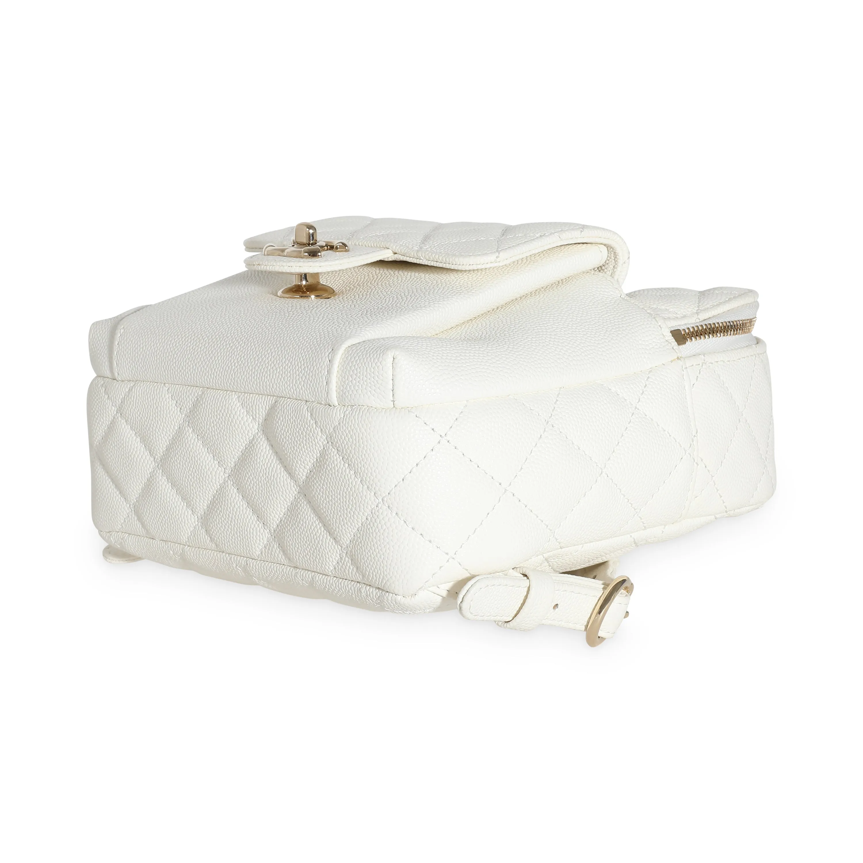 CHANEL White Quilted Caviar Small CC Day Backpack