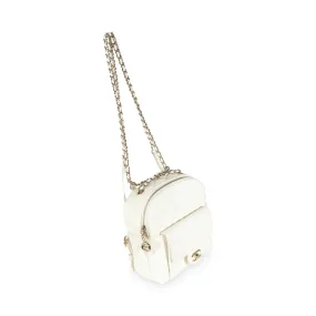 CHANEL White Quilted Caviar Small CC Day Backpack