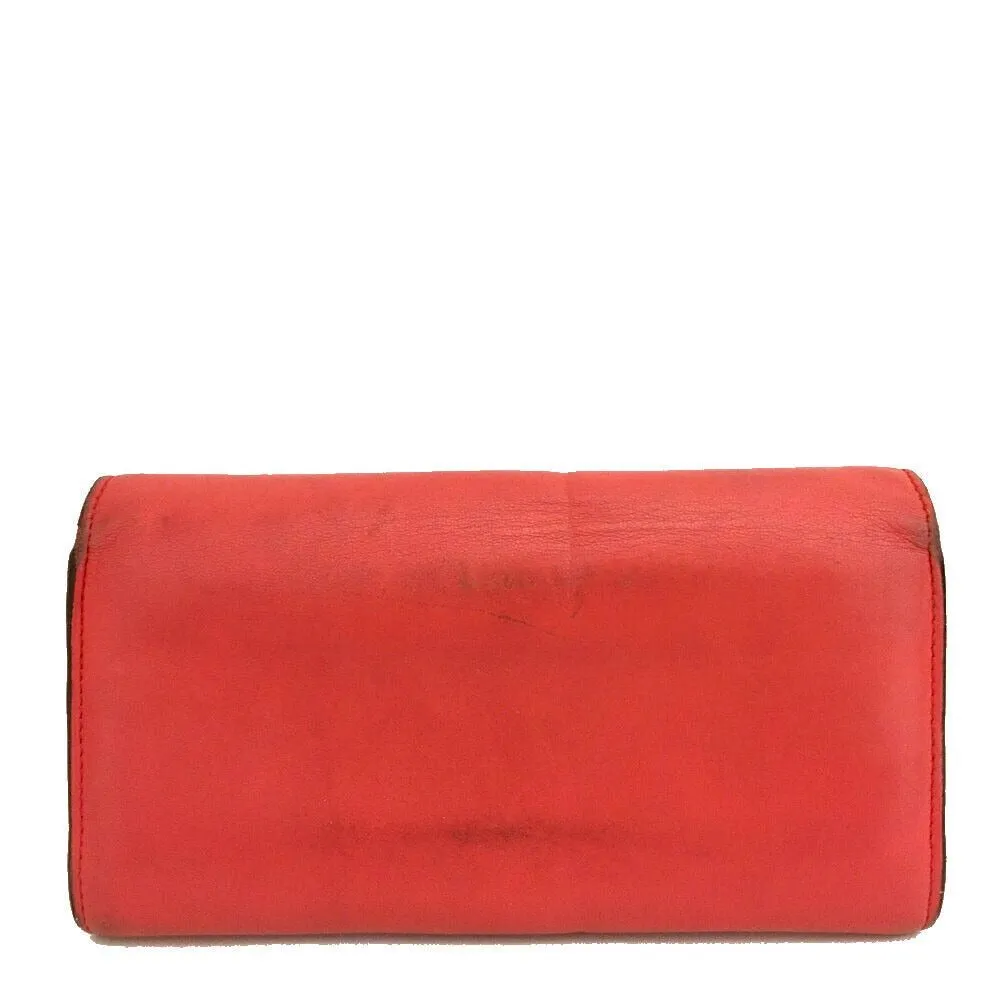 Chloe red leather Georgia XL wallet w double snap envelope top