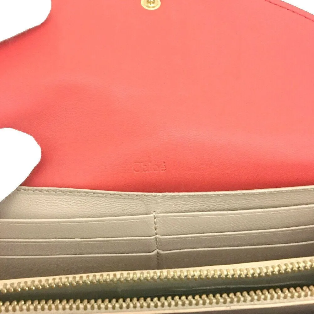 Chloe red leather Georgia XL wallet w double snap envelope top