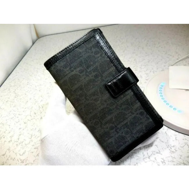Dior black & grey trotter print XL wallet w orange