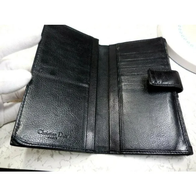 Dior black & grey trotter print XL wallet w orange