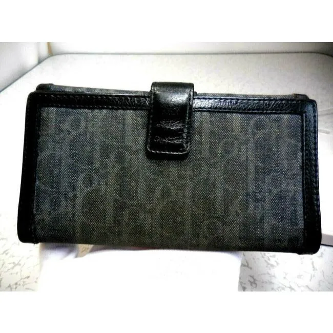 Dior black & grey trotter print XL wallet w orange