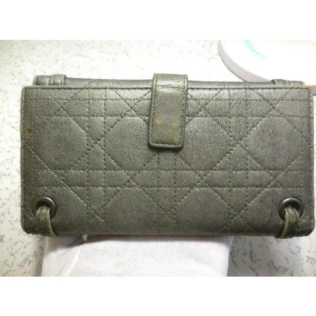 Dior Quilted Silver Leather With Muted Chrome Accents Xl Lady Cannage Miss Continental Checkbook Wallet