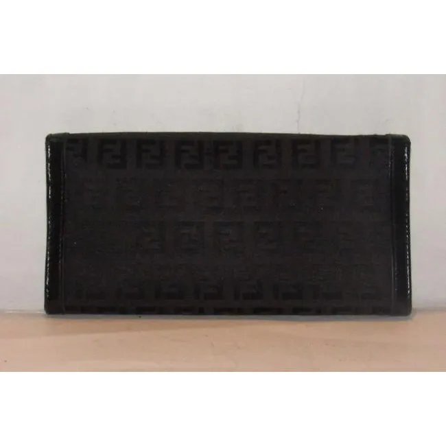 Fendi Black Zucchino Print Xl Wallet