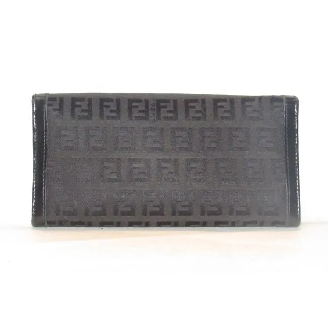 Fendi Black Zucchino Print Xl Wallet