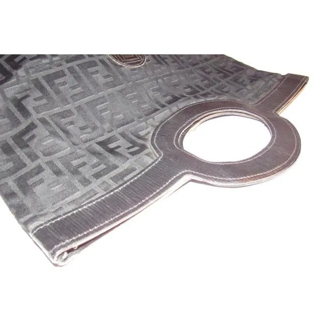 Fendi Clutch Canvasleather Top Handle Runawayporthole Toteclutch Black Zucca Print Leather And Canva