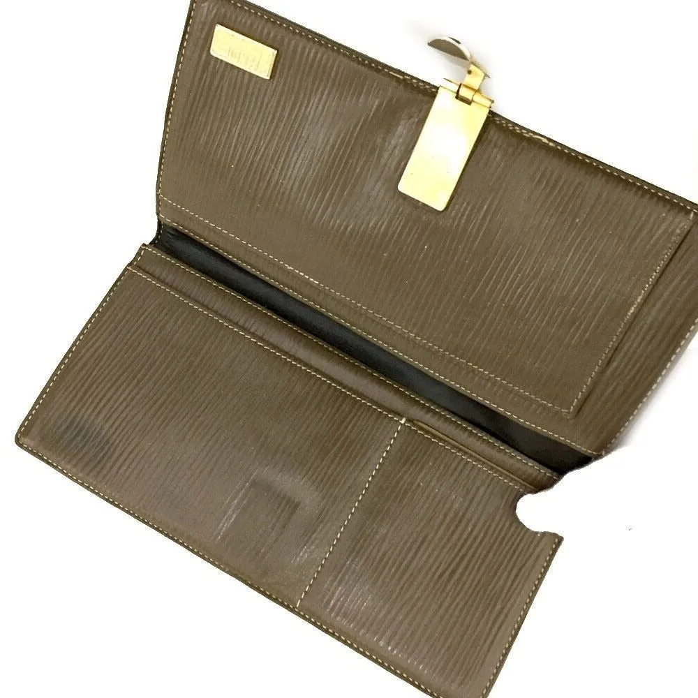 Fendi Zucchino print leather XL wallet w gold FF hinged clasp