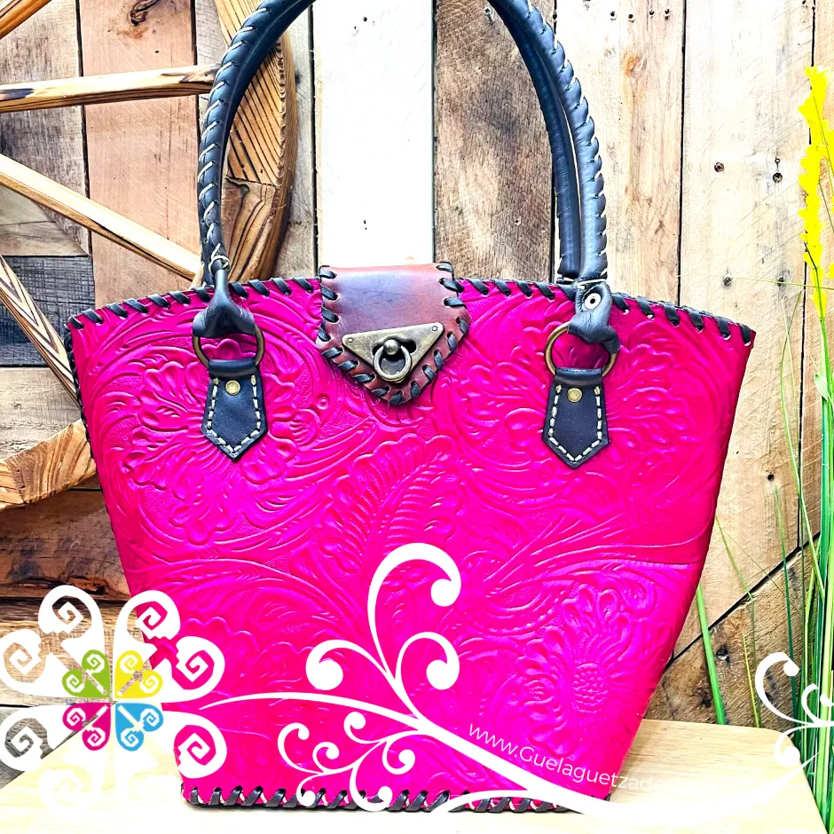 Floral Stamping Leather Purse - Bolsa de piel