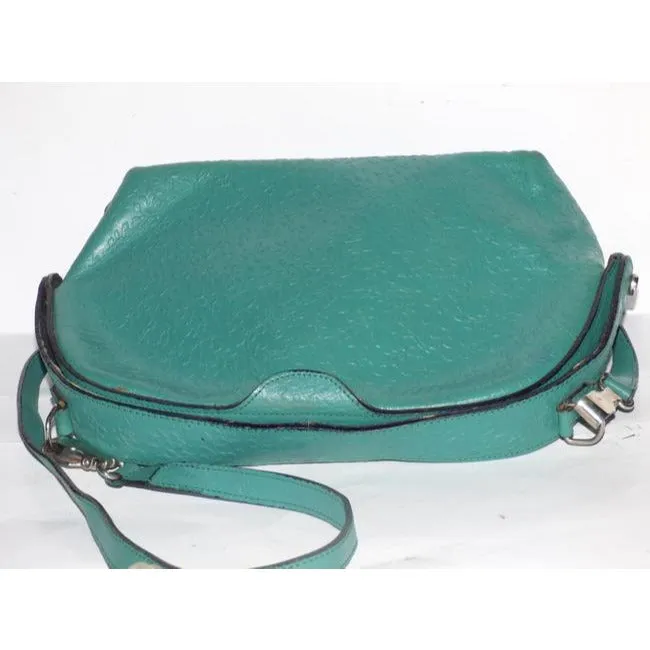 Furla Vintage Teal Floral Embossed Leather Cross Body Bag