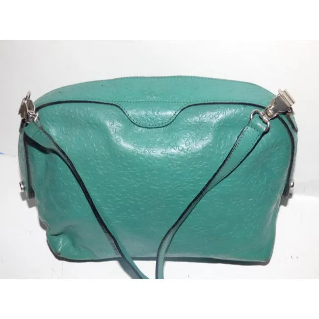 Furla Vintage Teal Floral Embossed Leather Cross Body Bag