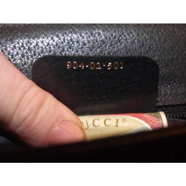 Gucci Anniversary Leather Coated Blue Link Printed Navy Leather Coated Canvas Clutch