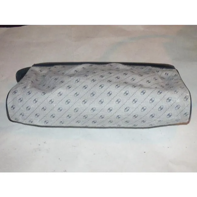 Gucci Anniversary Leather Coated Blue Link Printed Navy Leather Coated Canvas Clutch
