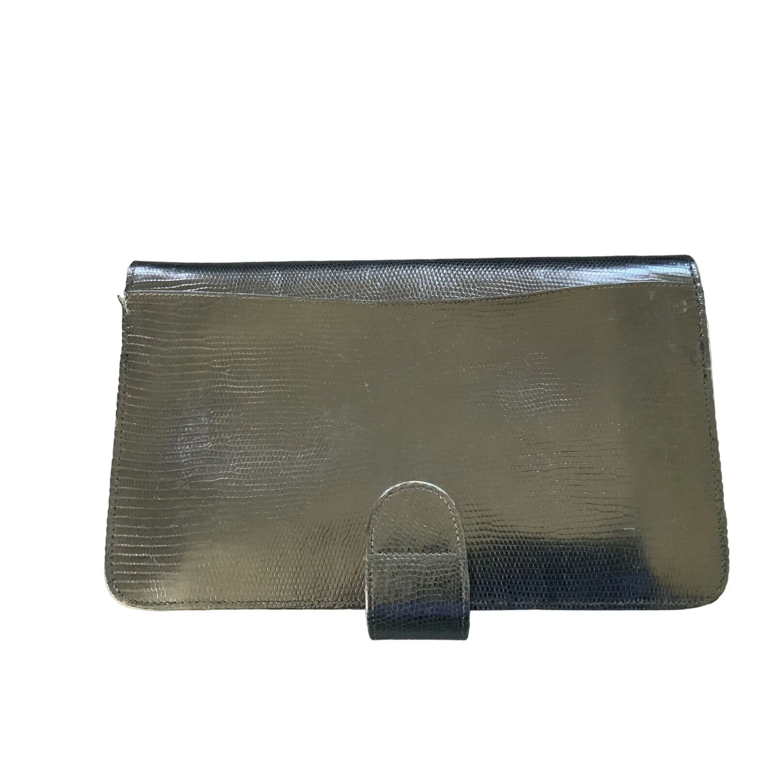 Gucci rich midnight blue lizard skin leather two-way purse