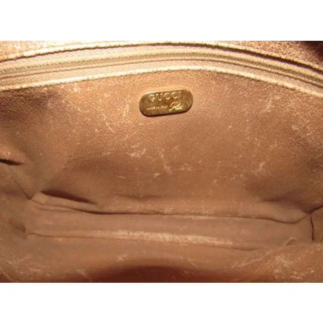 Gucci Webby Vintage Purses Brown Coated Canvas With Plus Design And Brown Leather Clutch