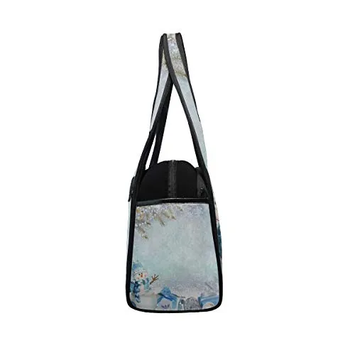 Gym Bag Christmas Snowman Pine Tree Bell Women Yoga Canvas Duffel Bag Crossbody Tennis Racket