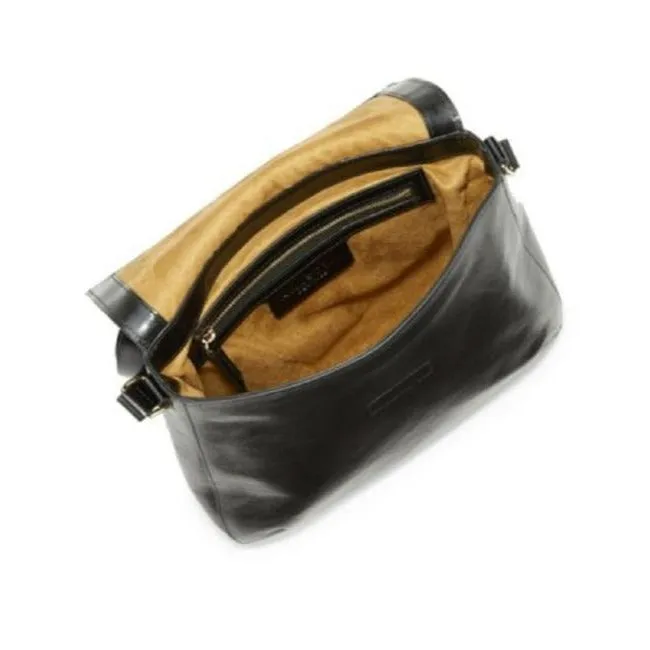 Halston Two Way Black Suede And Black Leather Cross Body Bag