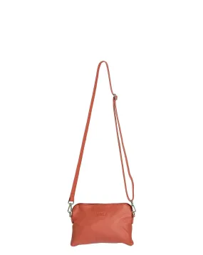 HOOPLA LEATHER MINI CROSSBODY SLOUCH/CLUTCH TERRACOTTA BROWN