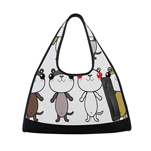 HUVATT Gym Bag Cute Frog Women Yoga Canvas Duffel Bag Sports Tote Bags for Girls