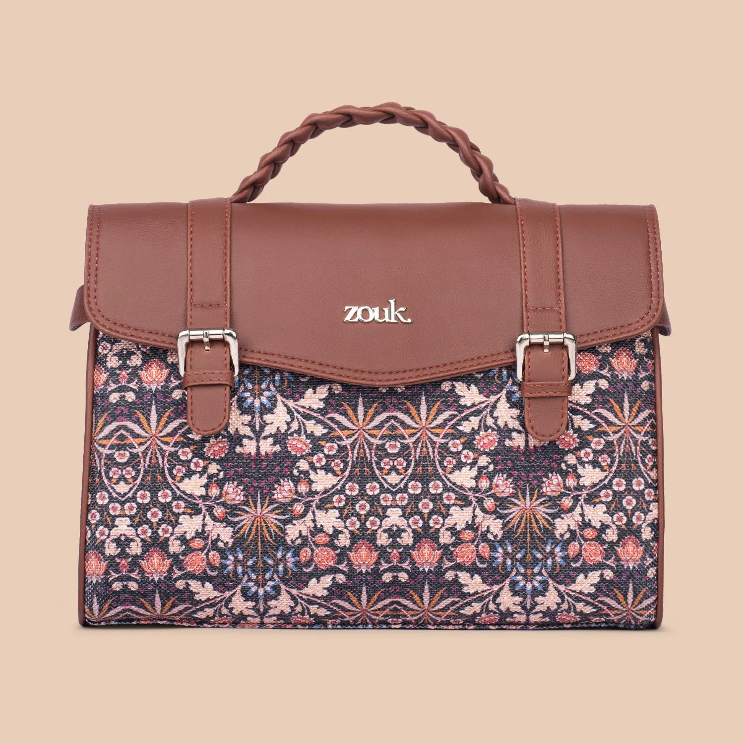 Konkona Heritage Satchel Bag - Kashmir Blooms