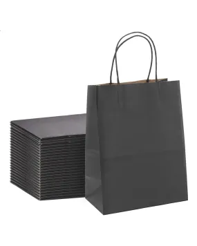 Kraft Paper Gift Bags with Handle 10" x 5" x 13" - Black Bulk Pack