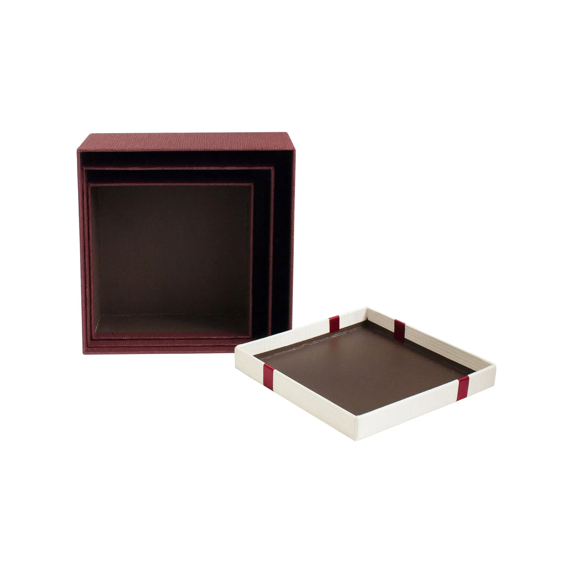 Luxury Burgundy/Cream Gift Boxes - Set of 3 (Sizes Available)