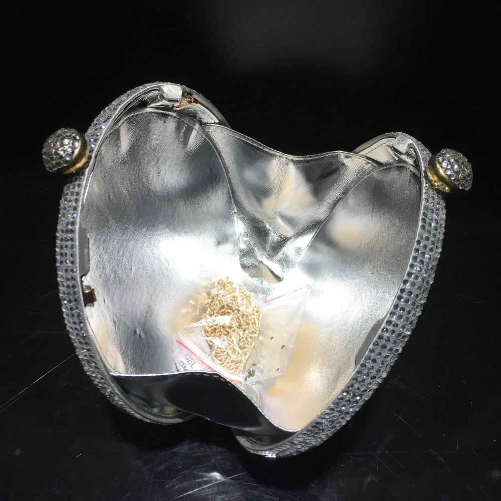 Luxy Moon Round Full Rhinestone Clutch Sparkling Banquet Purse