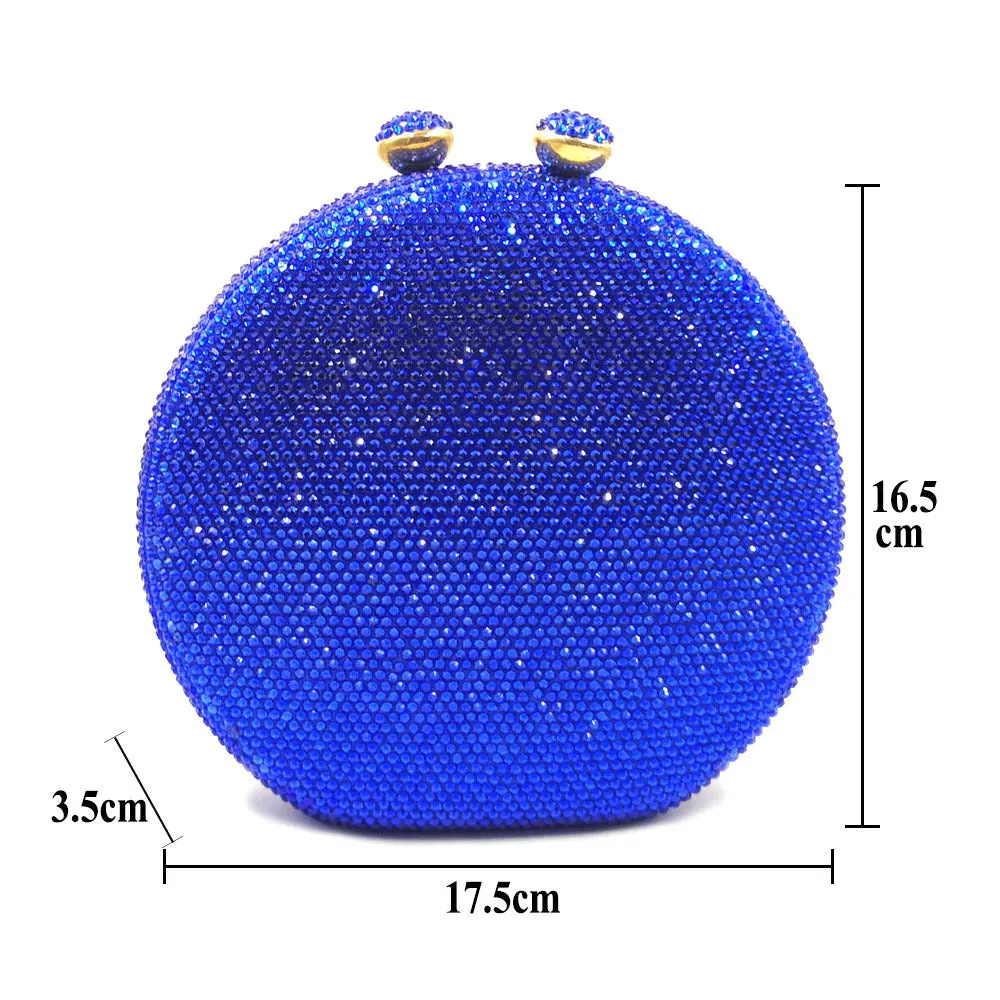 Luxy Moon Round Full Rhinestone Clutch Sparkling Banquet Purse