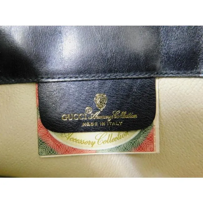 ON SALE! Gucci Vintage Purses Grey Diagonal Oval Logo Print On Black Coated Canvas And Leather