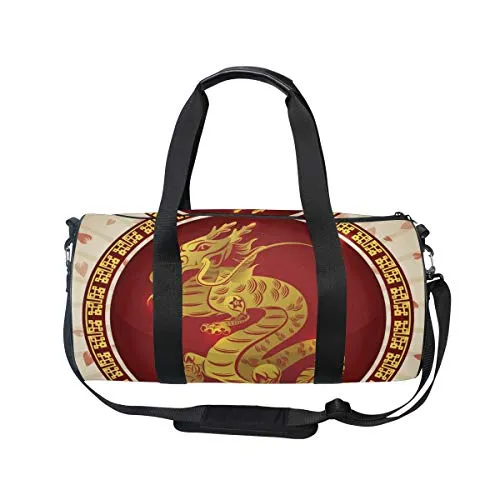 OuLian Duffel Bag Chinese Zodiac Symbols Women Garment Gym Tote Bag Best Sports Bag for Boys