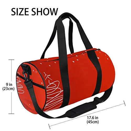 OuLian Duffel Bag Red Christmas Background Women Garment Gym Tote Bag Best Sports Bag for Boys