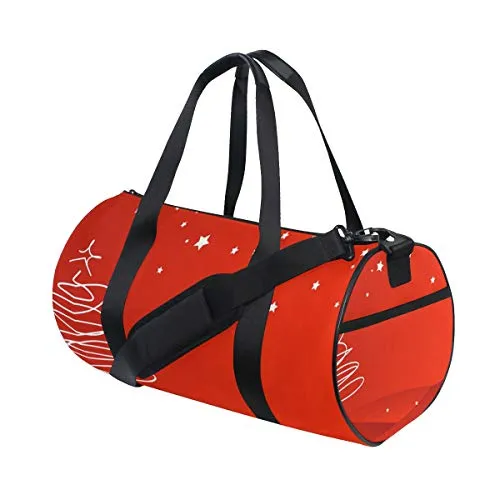OuLian Duffel Bag Red Christmas Background Women Garment Gym Tote Bag Best Sports Bag for Boys
