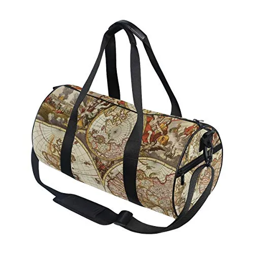 OuLian Duffel Bag Vintage Map Wallpapers - Cave Women Garment Gym Tote Bag Best Sports Bag for Boys