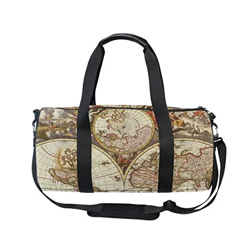 OuLian Duffel Bag Vintage Map Wallpapers - Cave Women Garment Gym Tote Bag Best Sports Bag for Boys