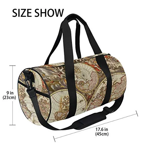 OuLian Duffel Bag Vintage Map Wallpapers - Cave Women Garment Gym Tote Bag Best Sports Bag for Boys