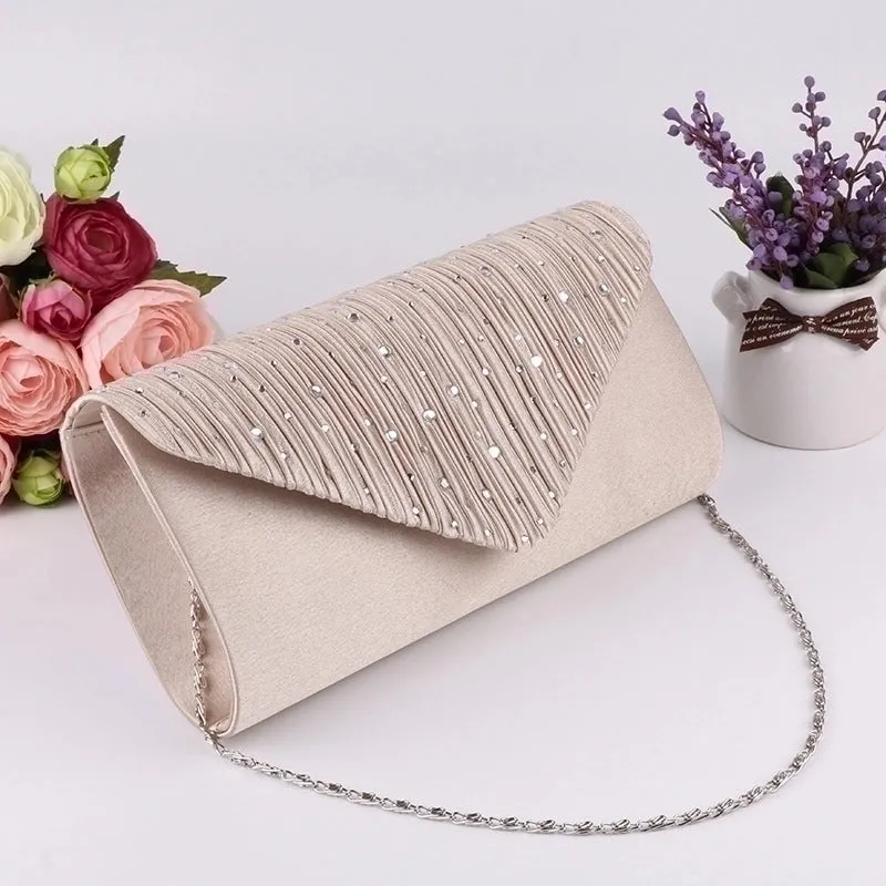 Purple Black Gold Polyester Satin Solid Color Square Evening Bags