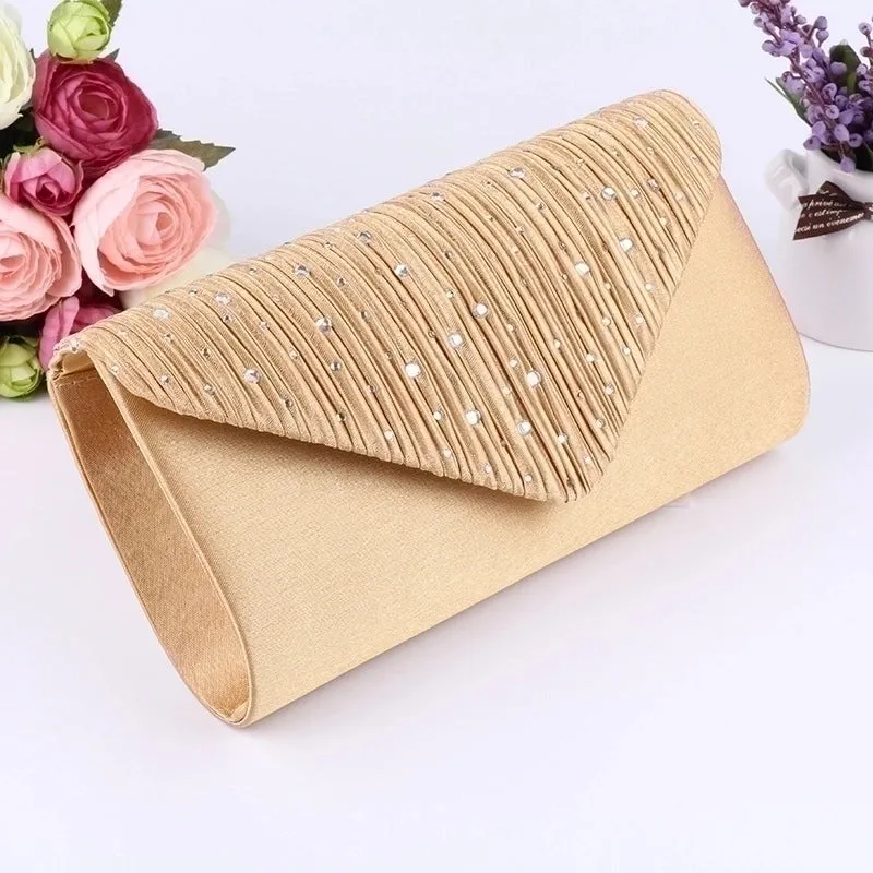 Purple Black Gold Polyester Satin Solid Color Square Evening Bags