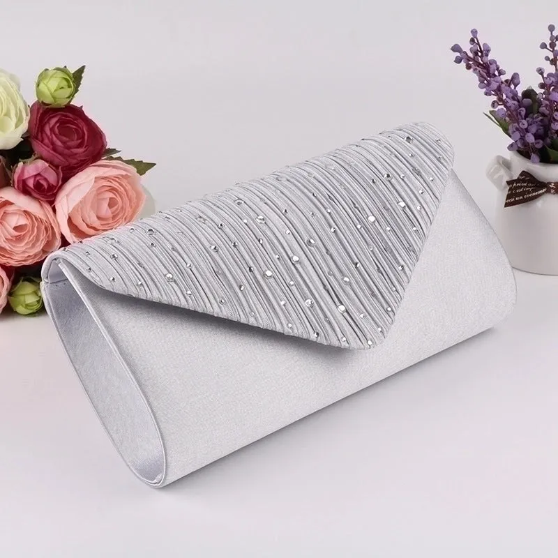 Purple Black Gold Polyester Satin Solid Color Square Evening Bags