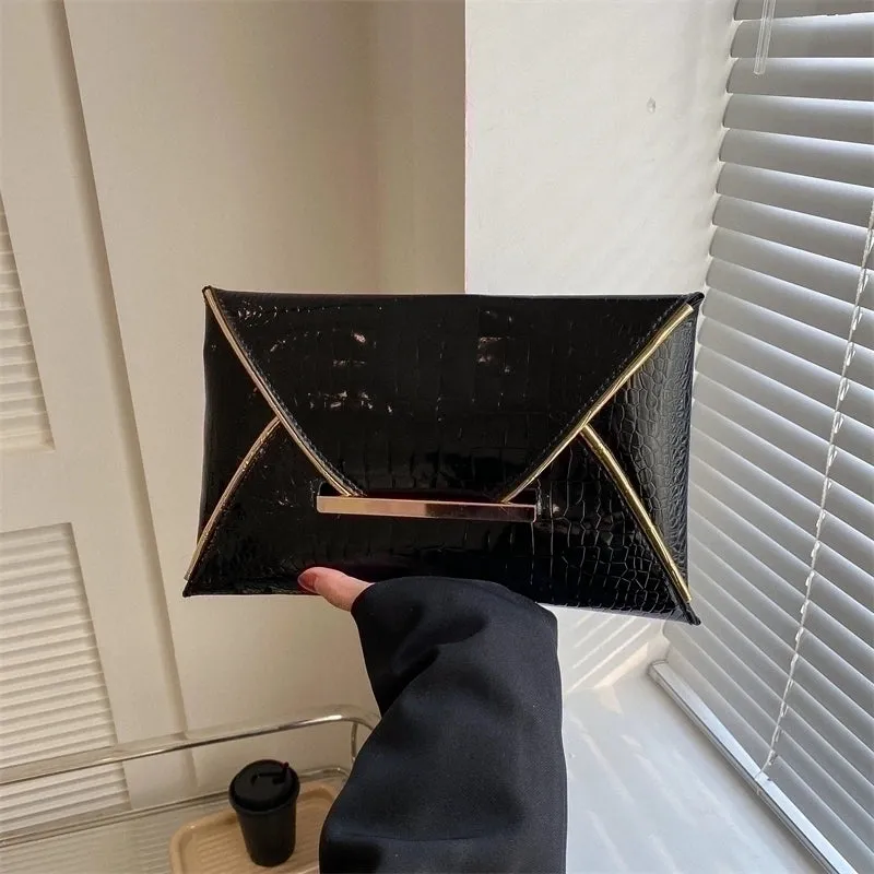 Purple Gold Silver Pu Leather Solid Color Square Evening Bags