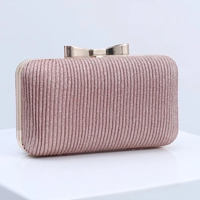 Red Dark Purple Fuchsia Pu Leather Pleated Square Evening Bags