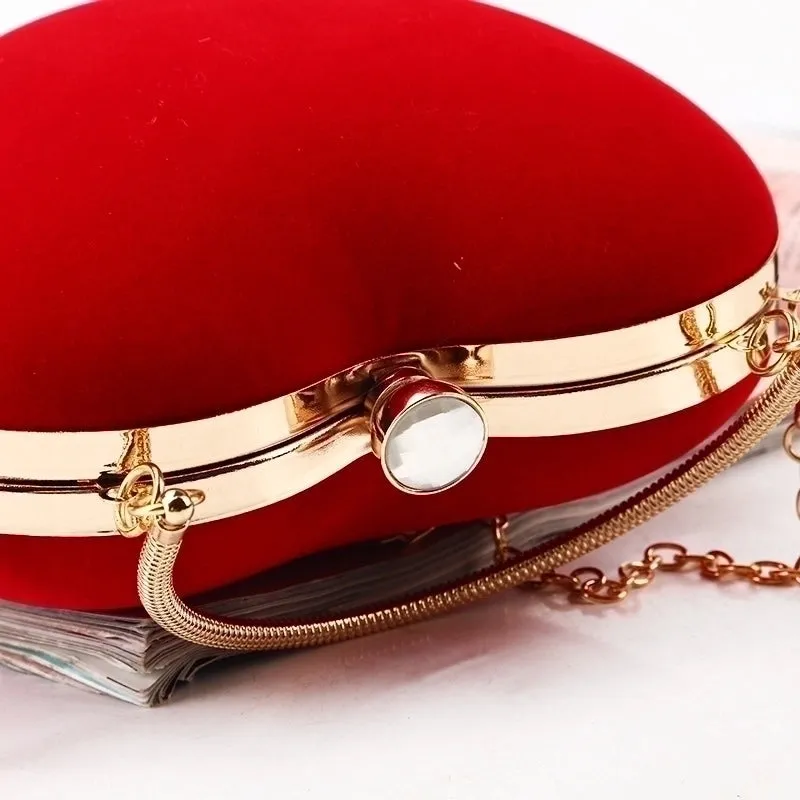 Red Solid Color Heart-shaped Evening Bags