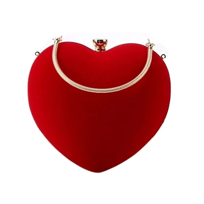Red Solid Color Heart-shaped Evening Bags